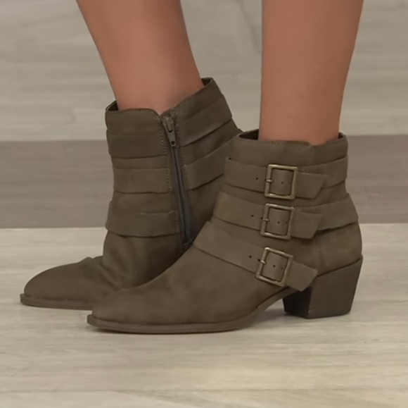 Western Chic Sole Society Buckled Suede Booties - Picture 3 of 15